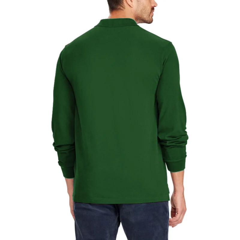 100% хлопковые мужские футболки-поло рубашки для мальчиков с длинным рукавом