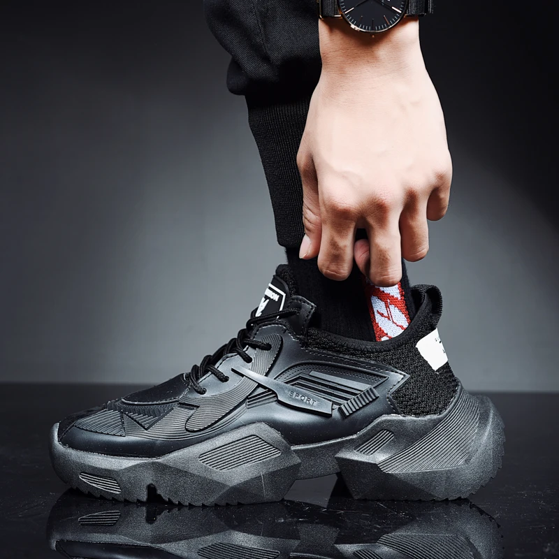 Men Summer Sneakers Breathable Mesh Outdoor Sport Shoe Increase Black Upper Lace Up Male Shoes casual shoes | Обувь