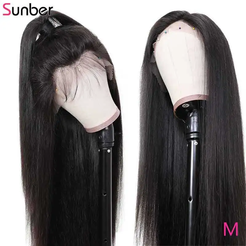 Бразильский прямой парик Sunber на сетке спереди кожа плавится Remy человеческие