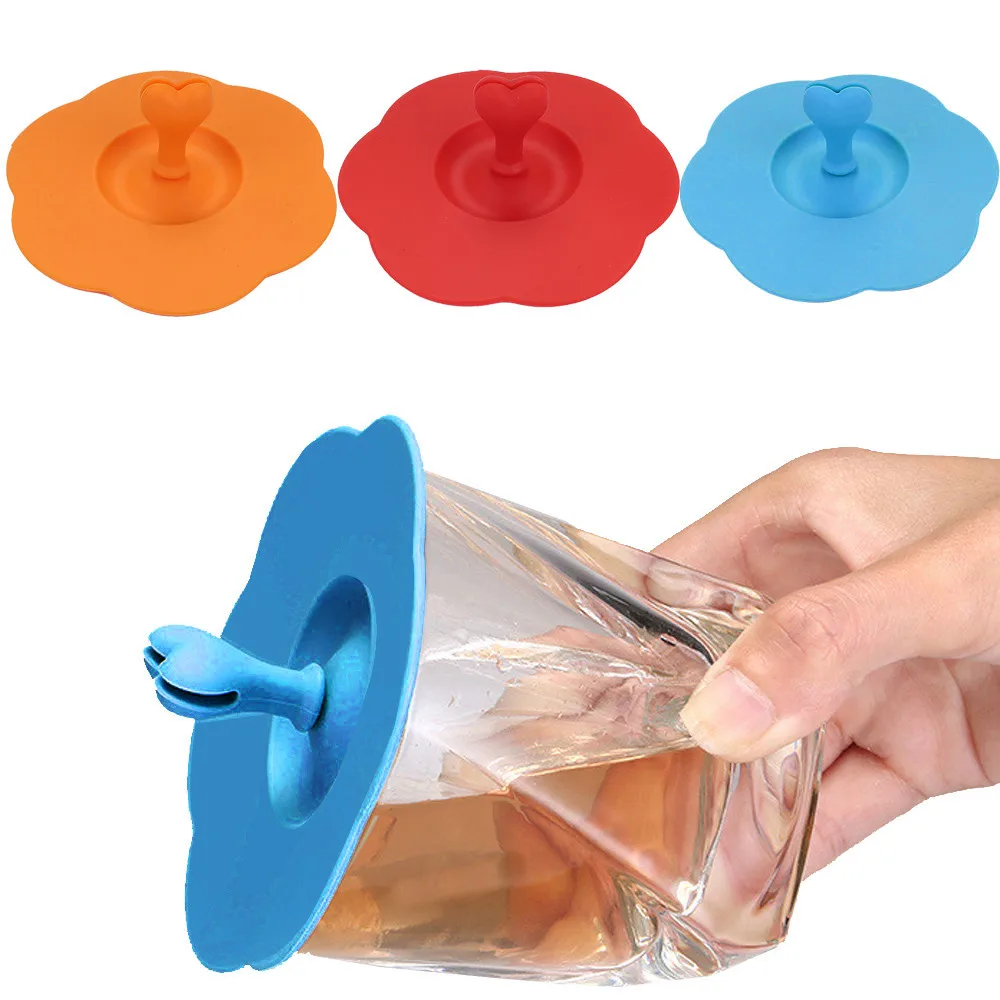 Сердце герметичная силиконовая Кофе Кружка Крышка всасывания Кепки герметичное