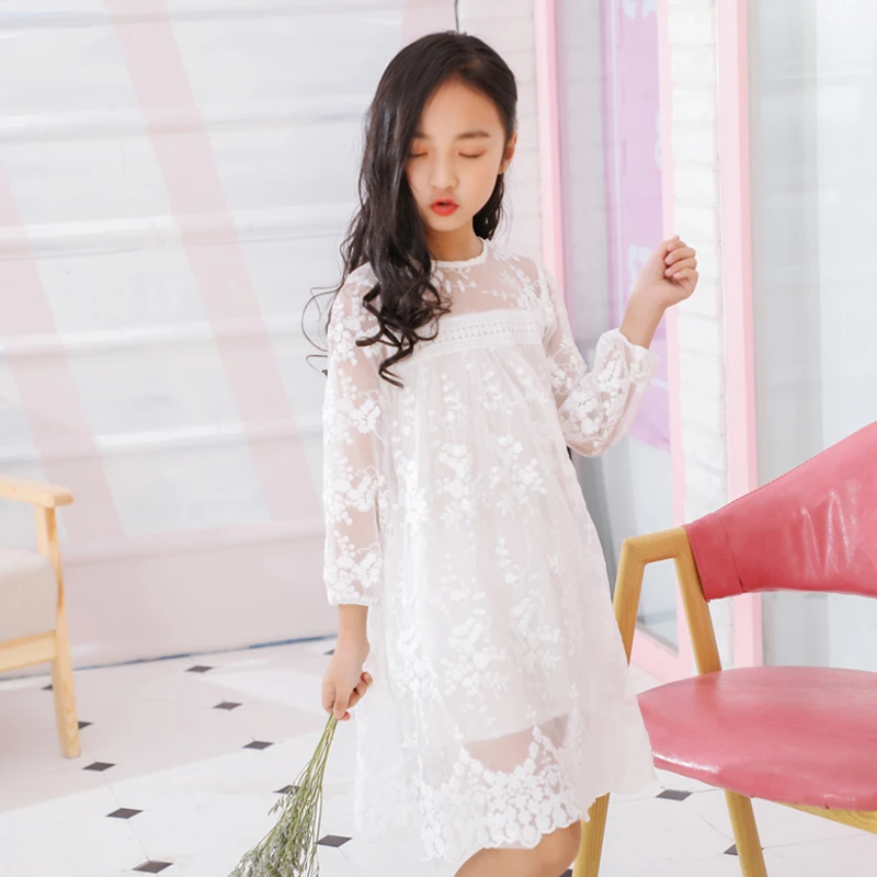 Платье принцессы для девочек модное кружевное платье с вышивкой и длинным