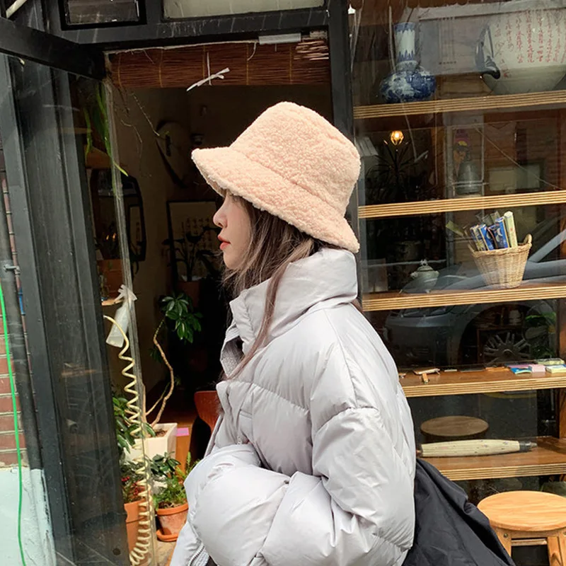 Autumn and Winter Lamb Plush Hat Female Tide Fisherma Retro Warm  Hat Femalen Hat Korean Thicken