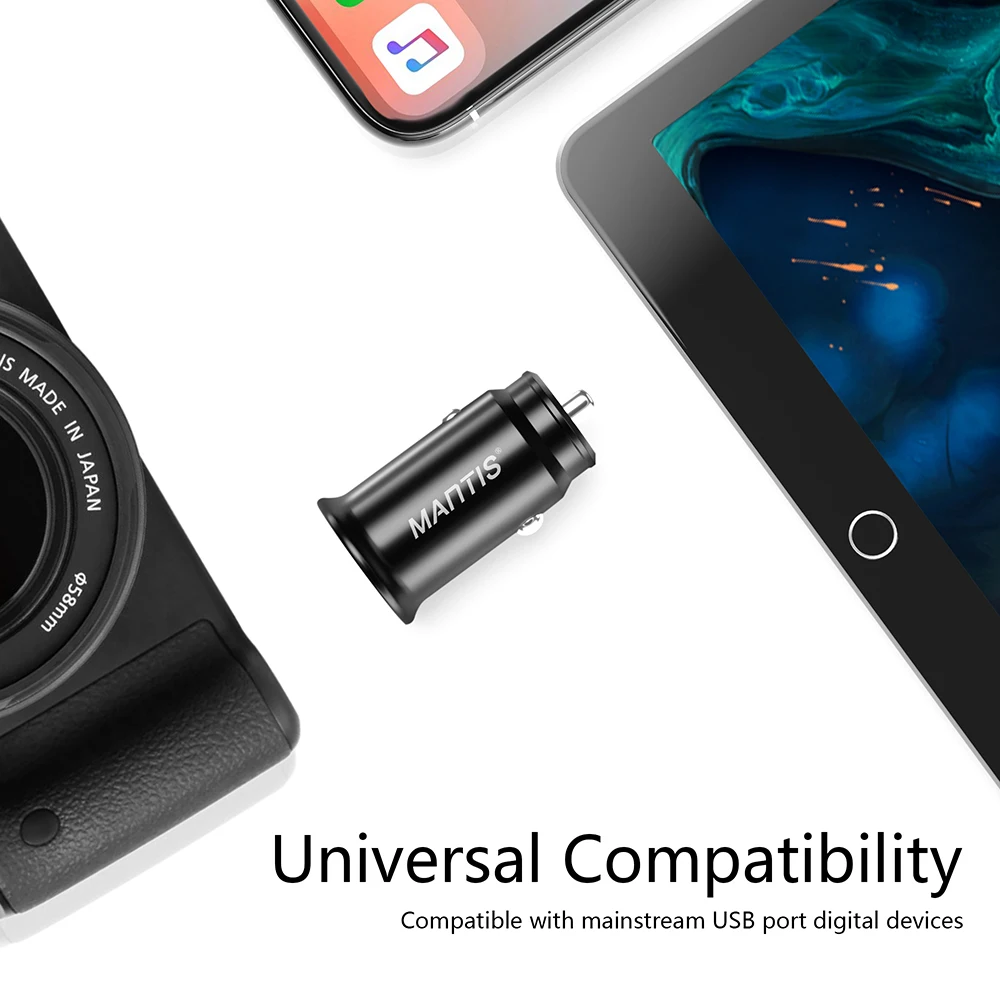 MANTIS 4.8A Мини Автомобильное зарядное устройство Быстрая зарядка двойной USB Автомобильное зарядное устройство для iphone samsung S8 S9 S10 адаптер планшета для мобильного телефона в автомобиле
