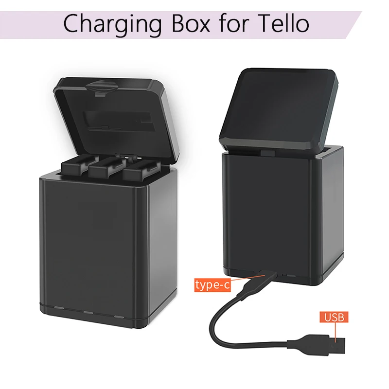 

Умное зарядное устройство 3 в 1, USB-зарядка, контейнер для хранения, Интеллектуальное Быстрое зарядное устройство, концентратор для DJI Tello, каб...