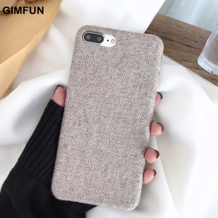 Gimfun осенний теплый плюшевый чехол в клетку для Iphone Xsmax простой тканевый мягкий чехол из ТПУ для Iphone 7 8 6s Plus X Xr 11 Pro Max