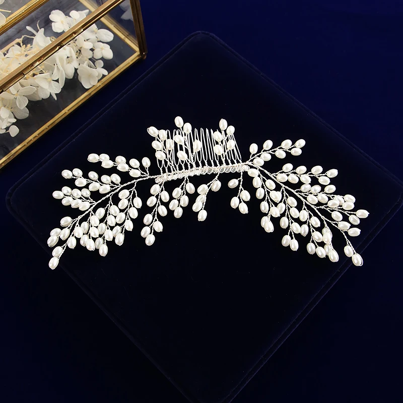 Full Handmade Brides Freshwater Pearls Hair Combs Hairbands Wedding Accessory | Украшения и аксессуары