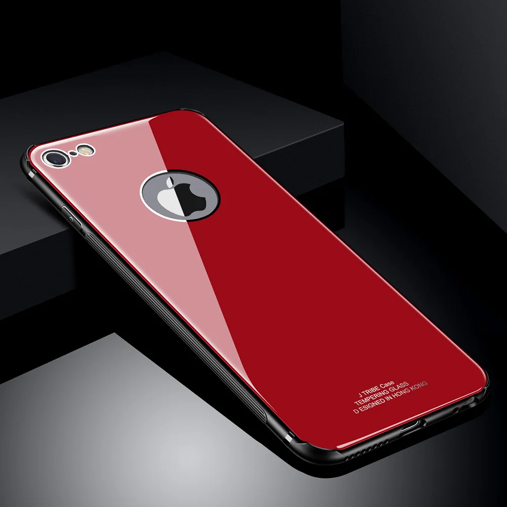Красный Роскошный стеклянный чехол для iPhone 8, 7, 6s, 6 Plus, X, Xs, Max, XR, 11 Pro, ударопрочный, мягкий, ТПУ, силиконовый, Жесткий Чехол для iPhone 11 - Цвет: Красный