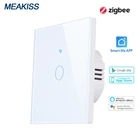 Умный сенсорный выключатель света Zigbee, стандарт ЕС, управление через приложение, голосовое управление Alexa, нейтральный провод 110 В 220 В