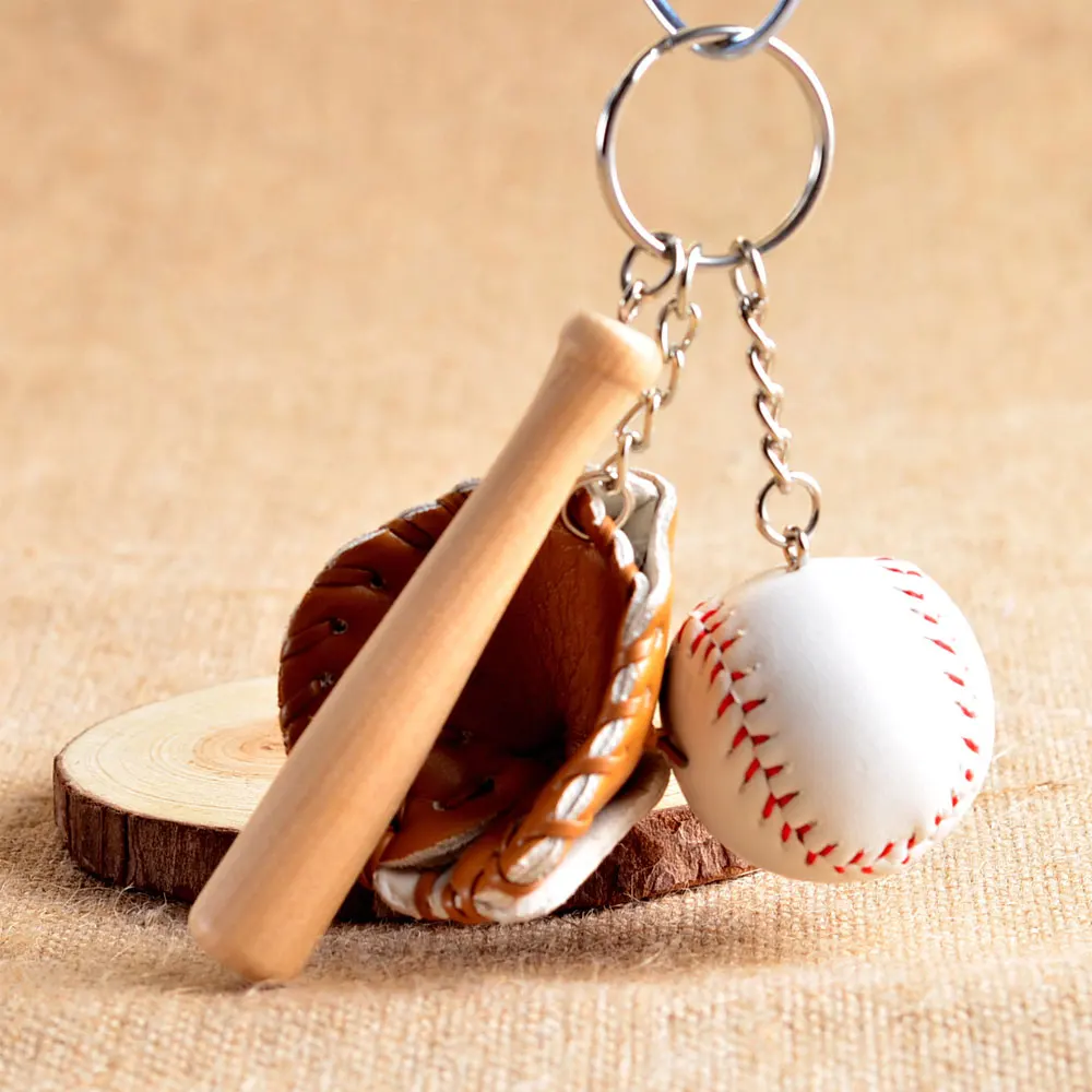 DSYCAR 1 комплект мини брелки бейсбольные перчатки и модель летучей мыши новинка