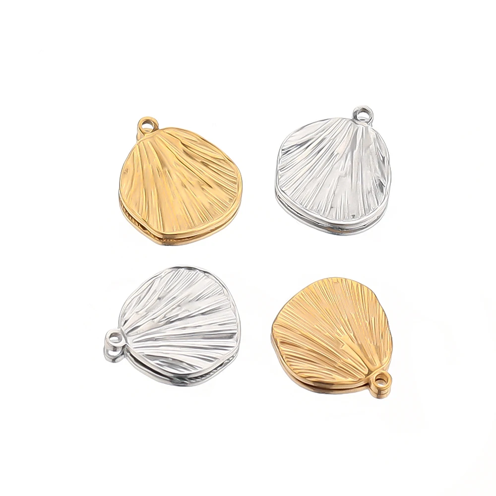 5pcs Stainless Steel 16mm Scallop Shells Charms Pendant for DIY Jewelry Making Craft Women Fashion Necklace Accessories Supplies | Украшения