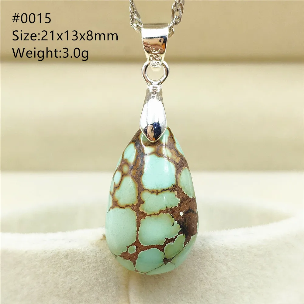 Natural Green Turquoise Gemstone Pendant Crystal Water Drop Rectangle Women Men Blue Healing Necklace AAAAA | Украшения и