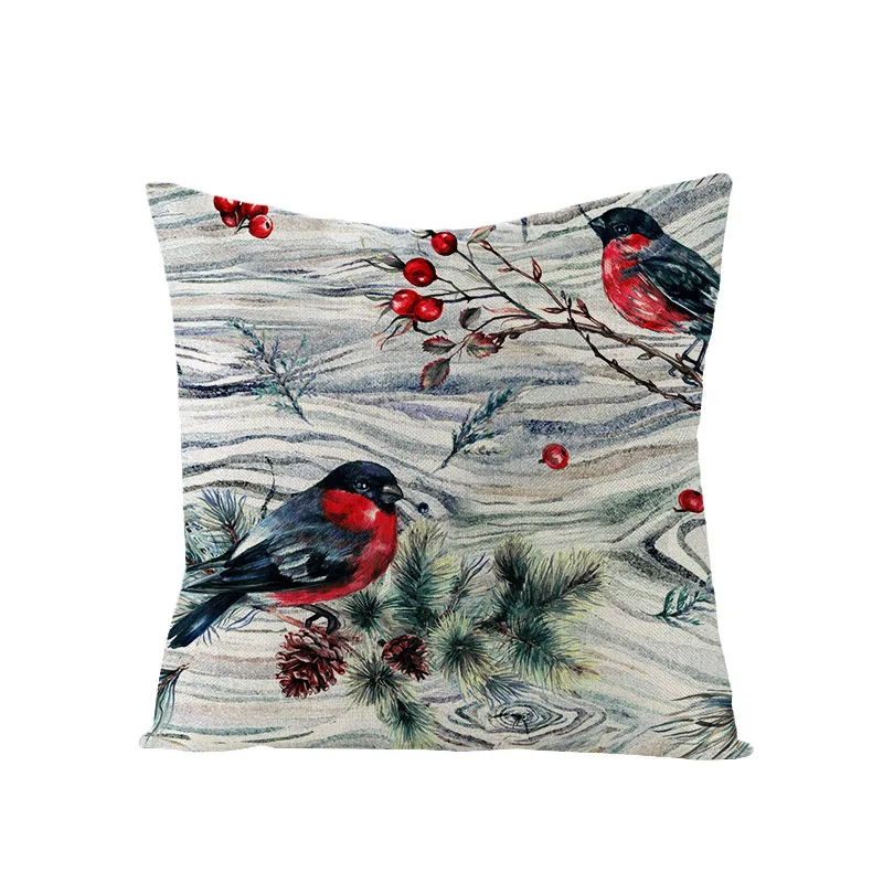 

New Decorative Pillows Christmas Pillowcase Watercolor Wreath Linen Cushion Cover Sofa Cushion Cover Pillow 45x45 Cushion Cover