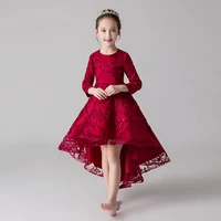 2021 flower girls dresses birthday elegant tailing lace princess costume for weddings and party kids communion ball gown