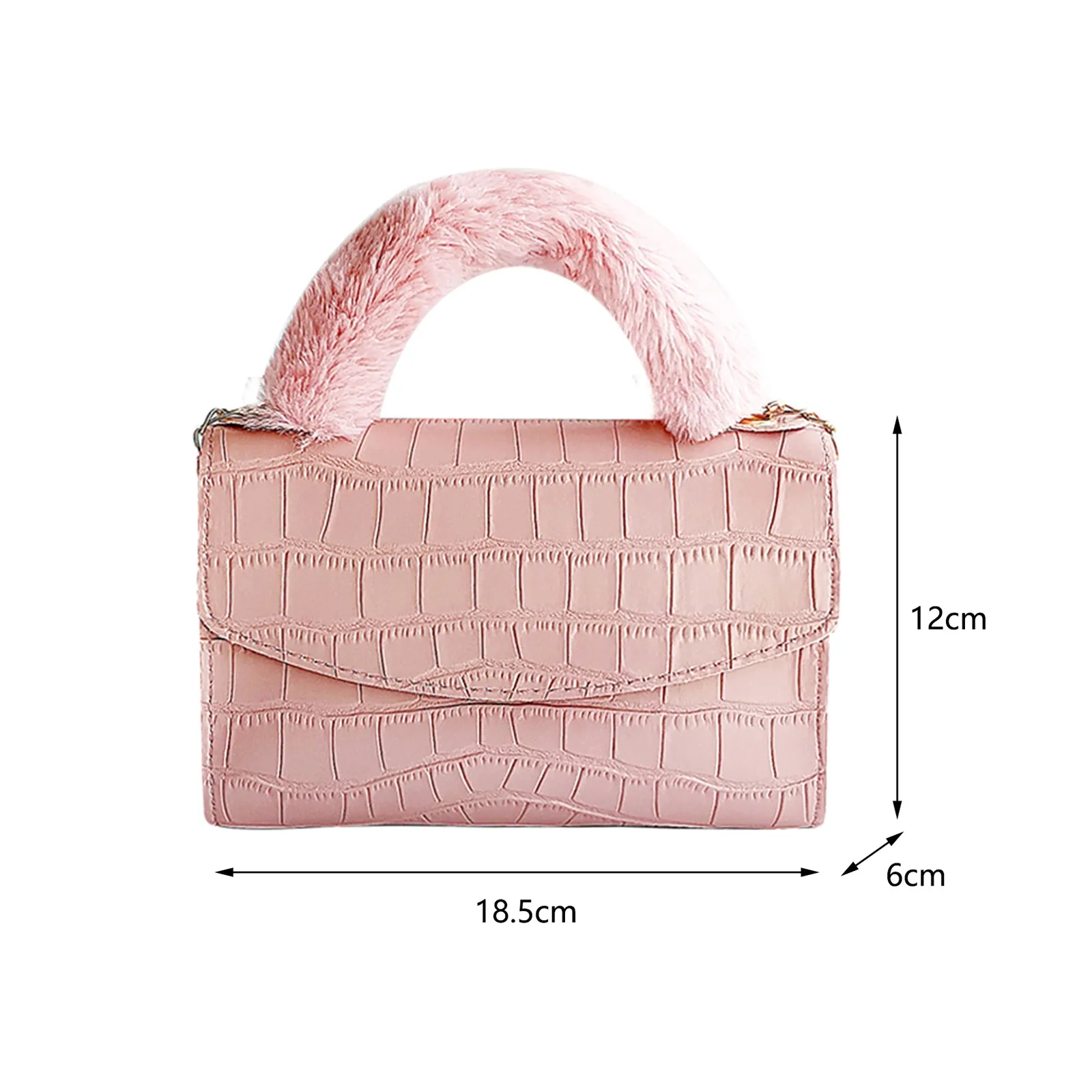 

Fashion Ladies Handbag Package cover type Chain Portable All-match Shoulder Bag Female Leather Plush handle Handbag#G30