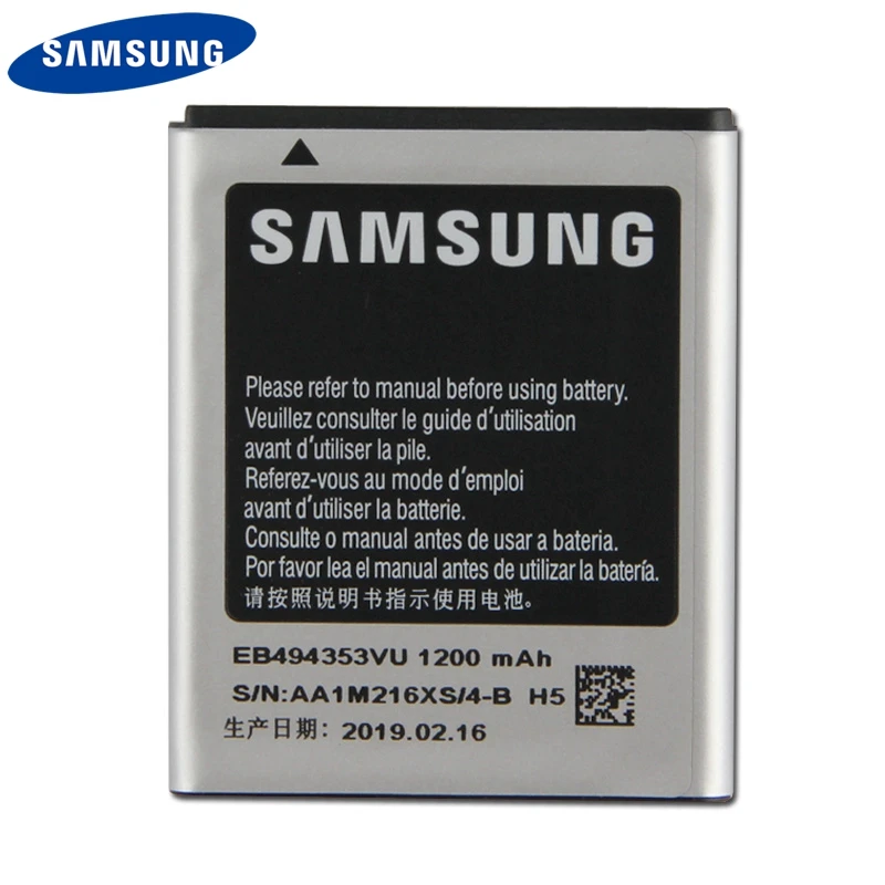 Оригинальная запасная батарея для телефона EB494353VU Samsung S5330 S5232 C6712 S5750 GT S5570 i559 EB494353VA