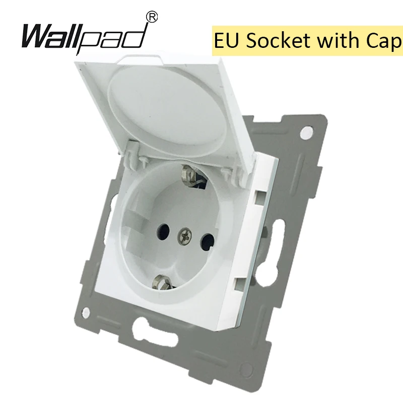 EU Socket with cap DIY ЕС функциональный ключ для модуля белый кнопочный переключатель и розетка с когтями монтажный Wallpad L6 серии - Цвет: EU Socket with cap