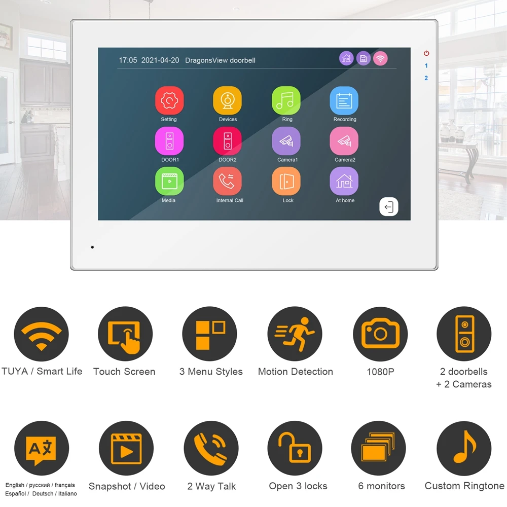 Видеодомофон Smart Life с Wi Fi домашняя IP камера TUYA сенсорный экран 1080P клавиатура