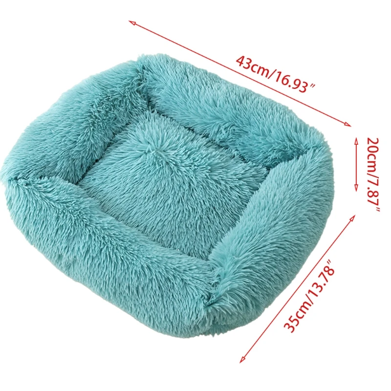 

Indoor Square Pet Bed Cushion For Small Dog Warm Cave Soft Colorful Washable Sofa