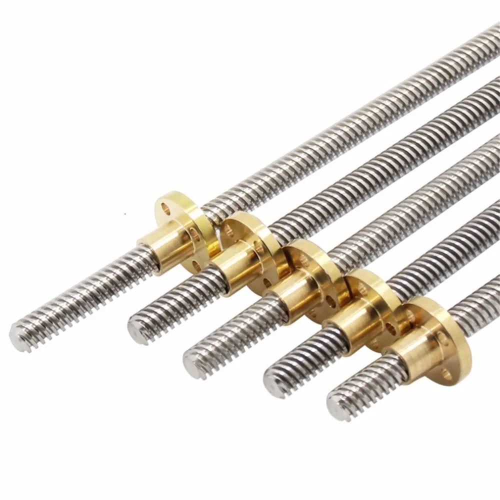 

T8 Lead Screw OD 8mm Pitch 2mm Lead 2mm/8mm 150mm 200mm 250mm 300mm 330mm 350mm 400mm 500mm With Brass Nut For Reprap 3D Printer