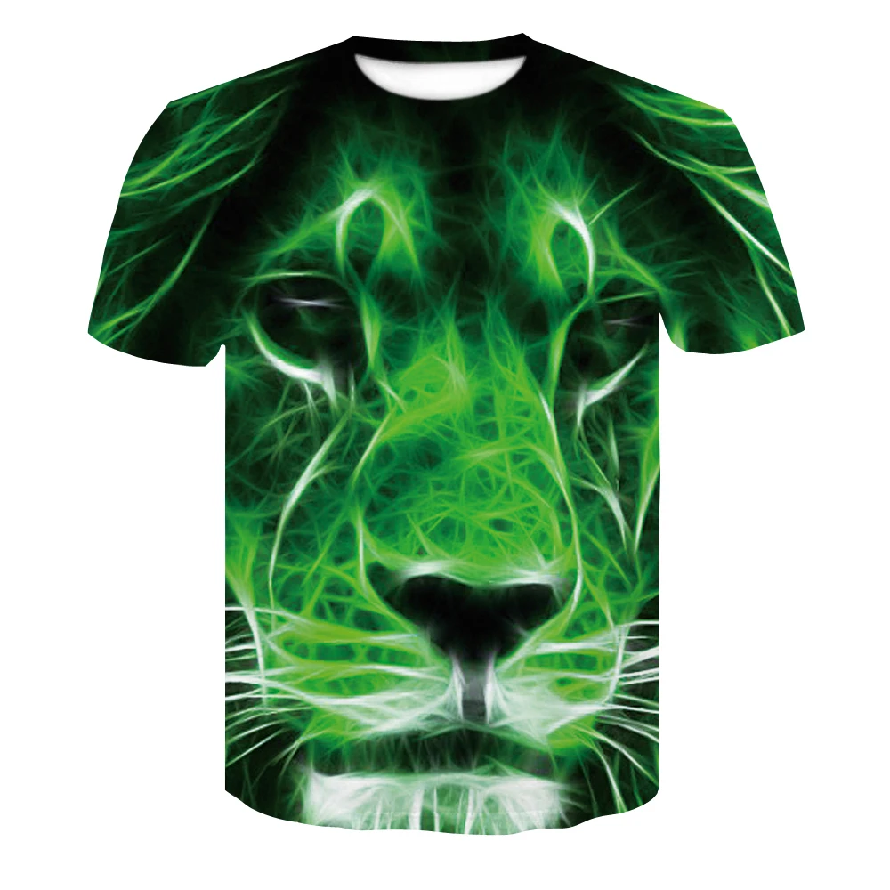

Summer 2020 new Men's 3D T shirt Casual Short Sleeved 3D Printed Lion Cool and Handsome Summer street Conspicuous Man's T shirt
