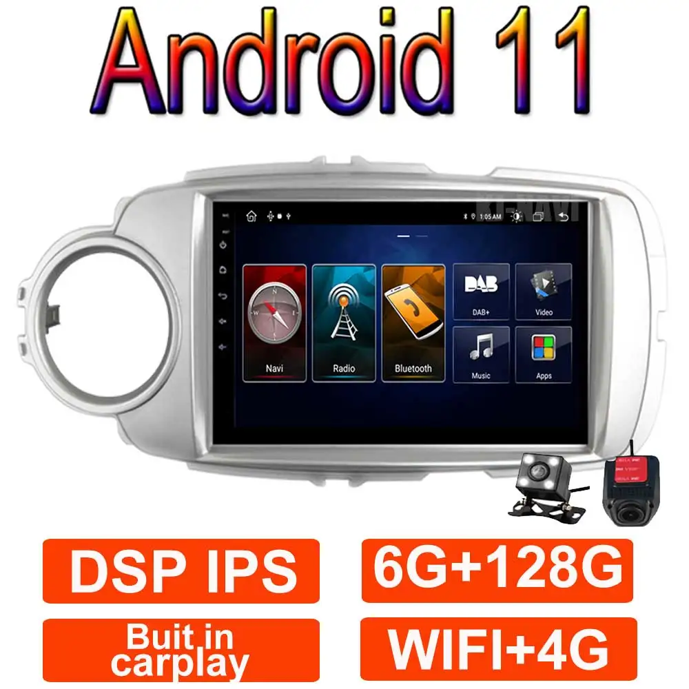 

Автомобильный радиоприемник, мультимедийный плеер WIFI для Toyota Yaris 2012 2013 2014 2015 2016 Carplay Android 11 GPS-навигация IPS DSP 2 DIN