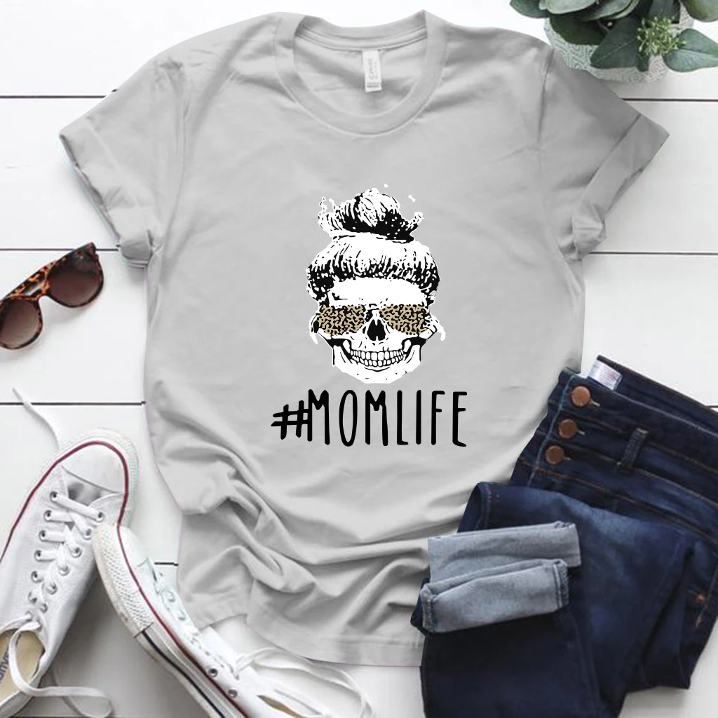 Женская футболка с коротким рукавом принтом черепа|Футболки| |