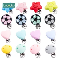 bopoobo 3pc silicone pacifier clip cartoon soocer soother clip nursing accessories diy dummy clip chains wooden baby teether