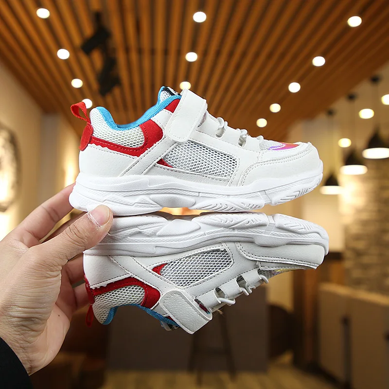 Детские кроссовки из ПУ кожи дышащие мягкая подошва спортивная обувь для