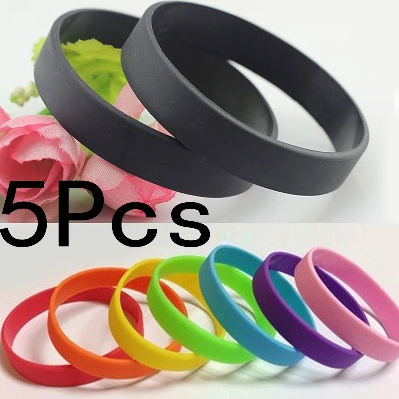 

New 5 Colors Sport Silicone Rubber Bracelet Rubber Wristband Men And Women Random Color