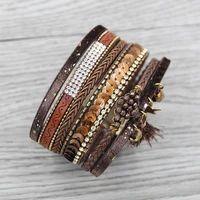 strathspey bohemian wide bracelet for women 2020 vintage leather bracelets crystal beaded bracelet bangle sequin jeweley