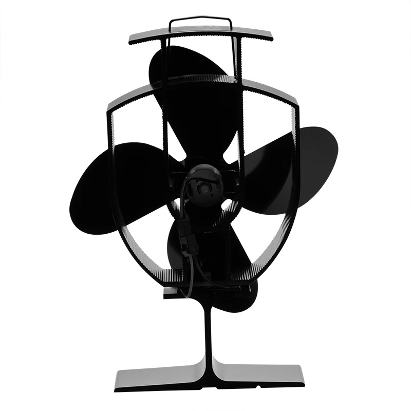 

4 Blades Fireplace Fan Efficient Heat Distribution Fireplace Heat Powered Log Wood Burner Eco-fan Quiet Home Black Stove Fan