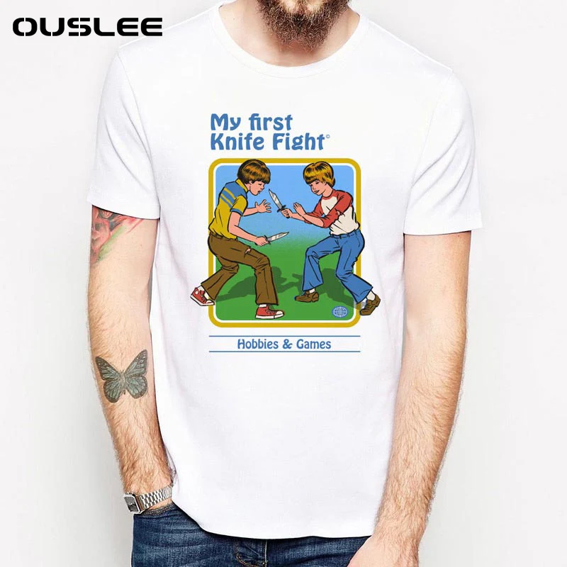 Футболка OUSLEE Мужская в стиле Харадзюку белая рубашка с принтом серии Evil коротким