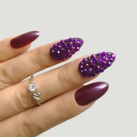 24pcs glitter detachable false nails ballerina purple wearable fake nails full cover nail tips press on nail