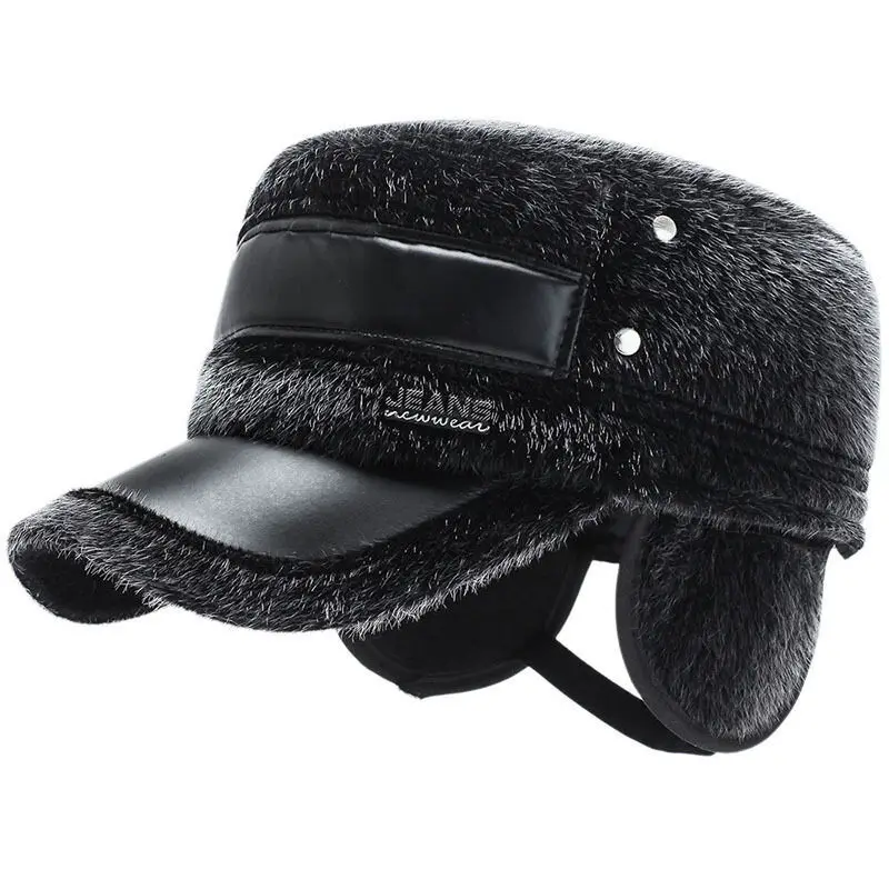 Шапка-бомбер мужская из натуральной замши Толстая теплая купольная шапка нубука