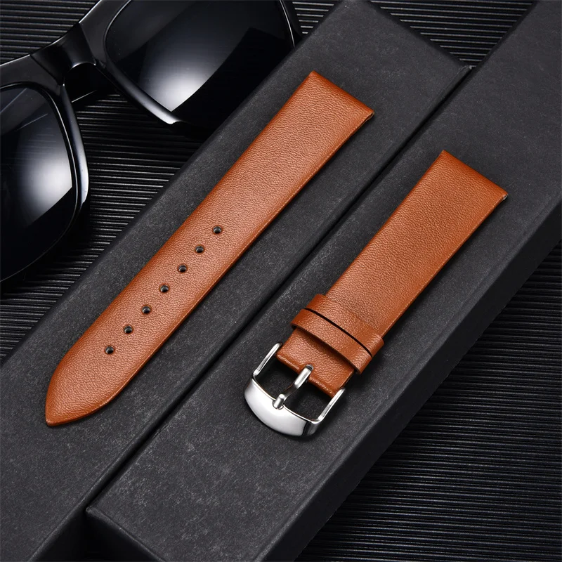 

Ultra-thin Soft Calfskin Leather Watch Straps 16mm 18mm 20mm 22mm Watch Accessories Women Men Simple Business Watchbands