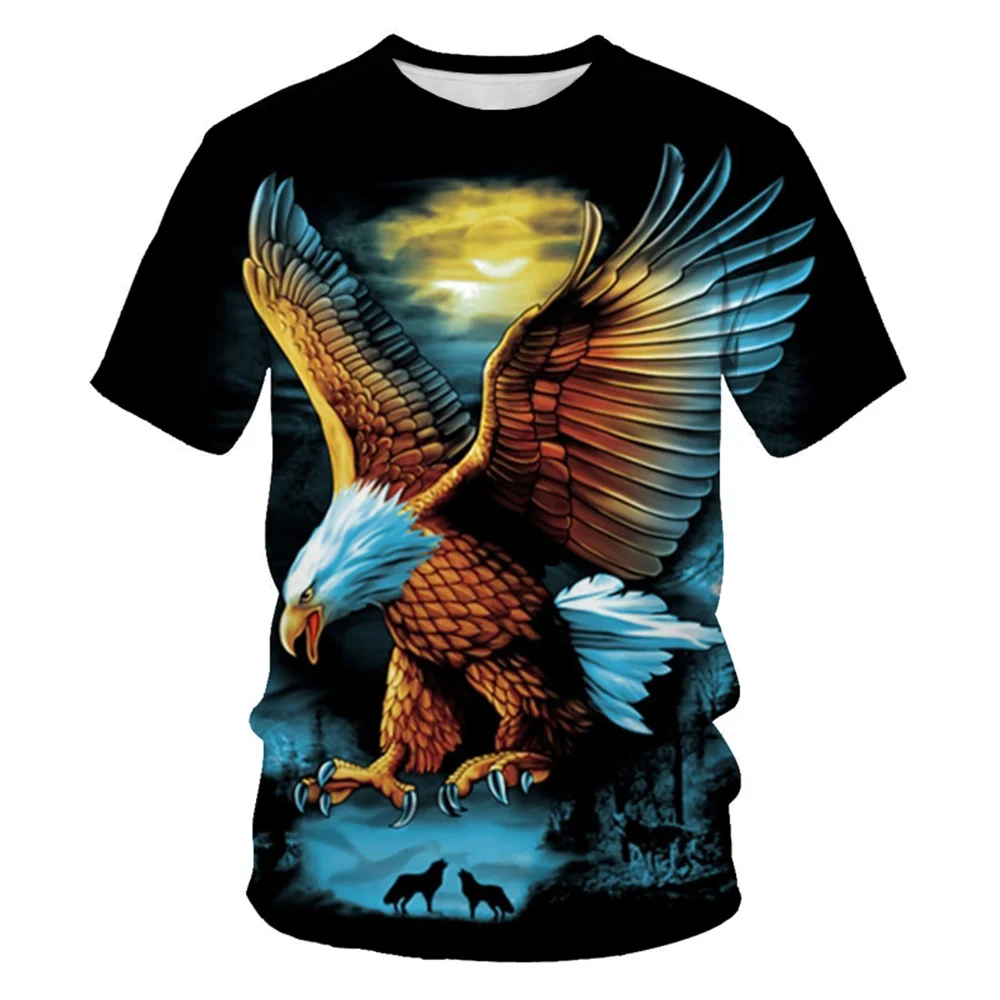 

Soaring eagle 3d printing men's and women's t-shirt soft material shirt casual loose t-shirt sports men's streetwear 2021