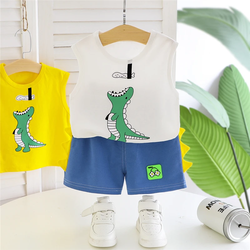 Новый летний костюм для маленьких девочек детский хлопковый жилет мальчиков