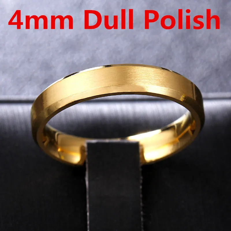 4mm Dull Gold 4 мм 6 мм золото нержавеющая сталь пара кольцо для мужчин и женщин - Цвет основного камня: 4mm Dull Gold