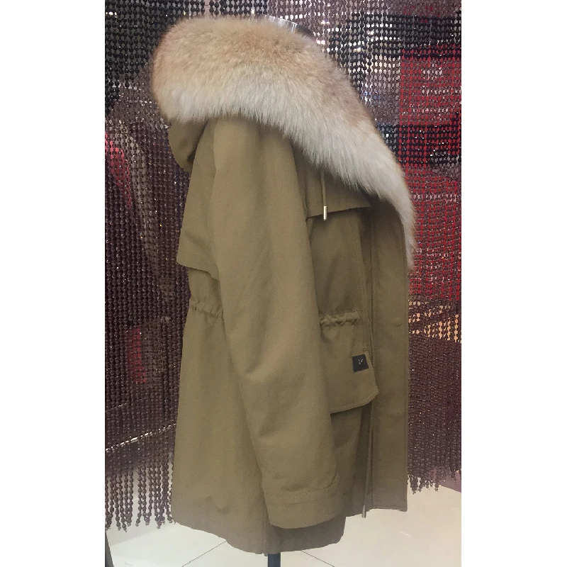 Женская зимняя короткая парка пальто куртка с капюшоном воротник лисьим