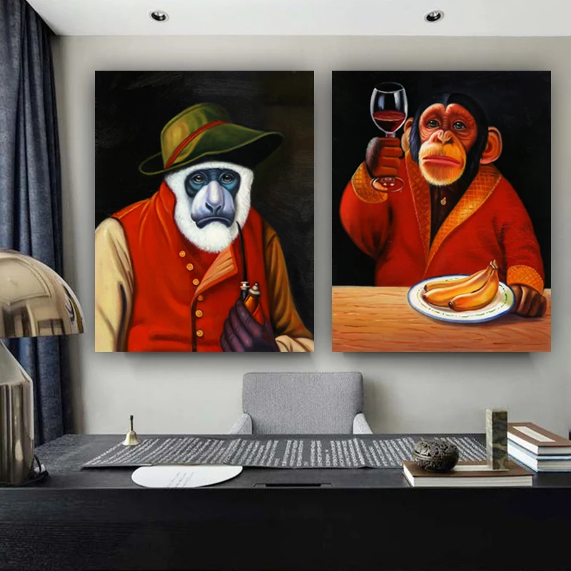 WANGART большой фотографии животных на стену мудрый обезьяна Крестный отец wall Art