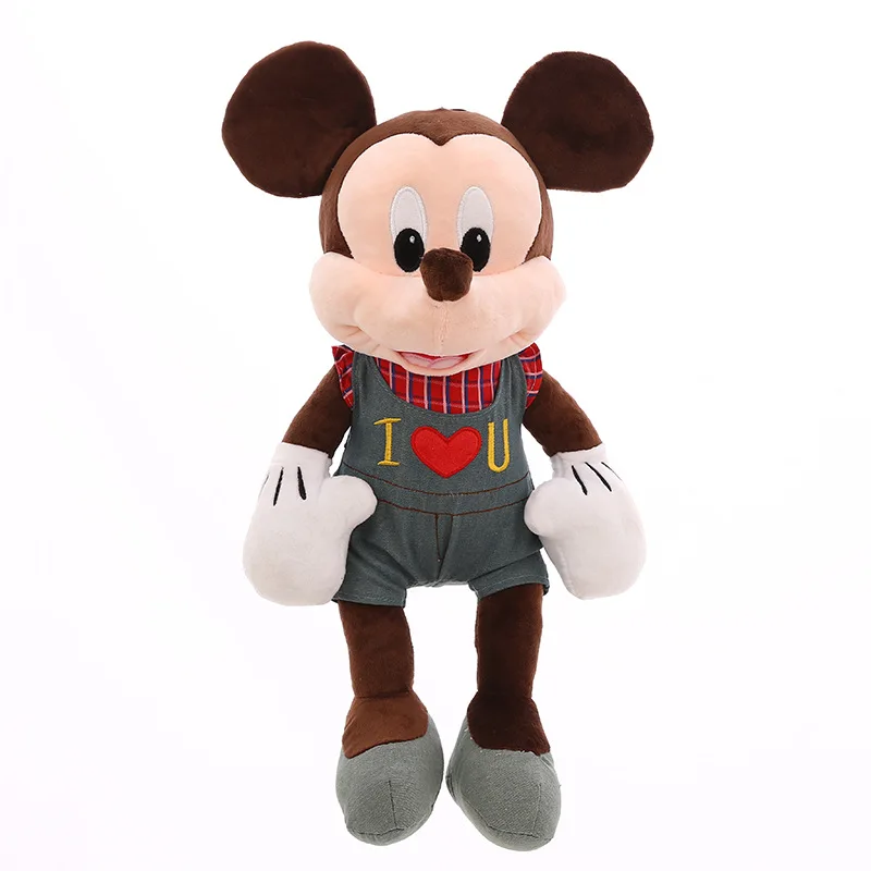 

Disney Hot 50 Cm Mickey Minnie Minerva Mouse Classic Denim Plaid Clothes Soft Stuffed Plush Pillow Kawali Animal Doll Kids Toys