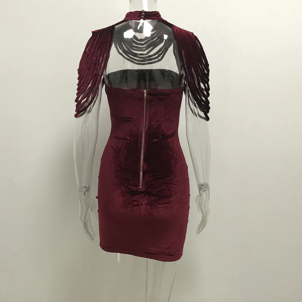 JillPeri со съемным воротником бархатное платье Мини сексуальное без бретелек