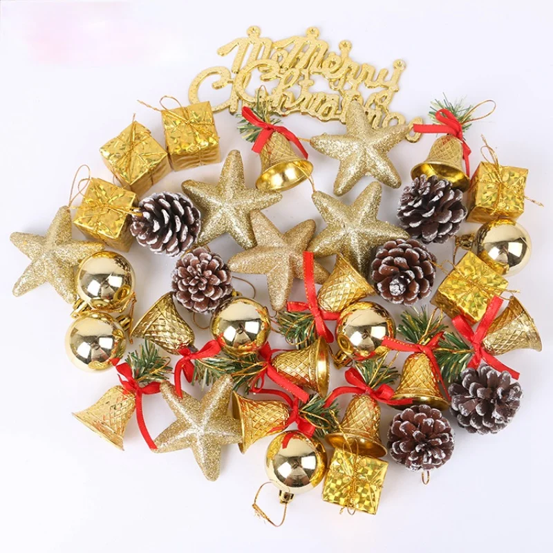 

36 PCS Golden Christmas Ornaments Christmas Multi-boxes Christmas Tree