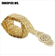 SUNSPICE MS, роскошный золотой цвет, женский ремень, цепочка, металлический пояс, ювелирное изделие, длинная, регулируемая длина, свадебная Пряжка, поясные ремни