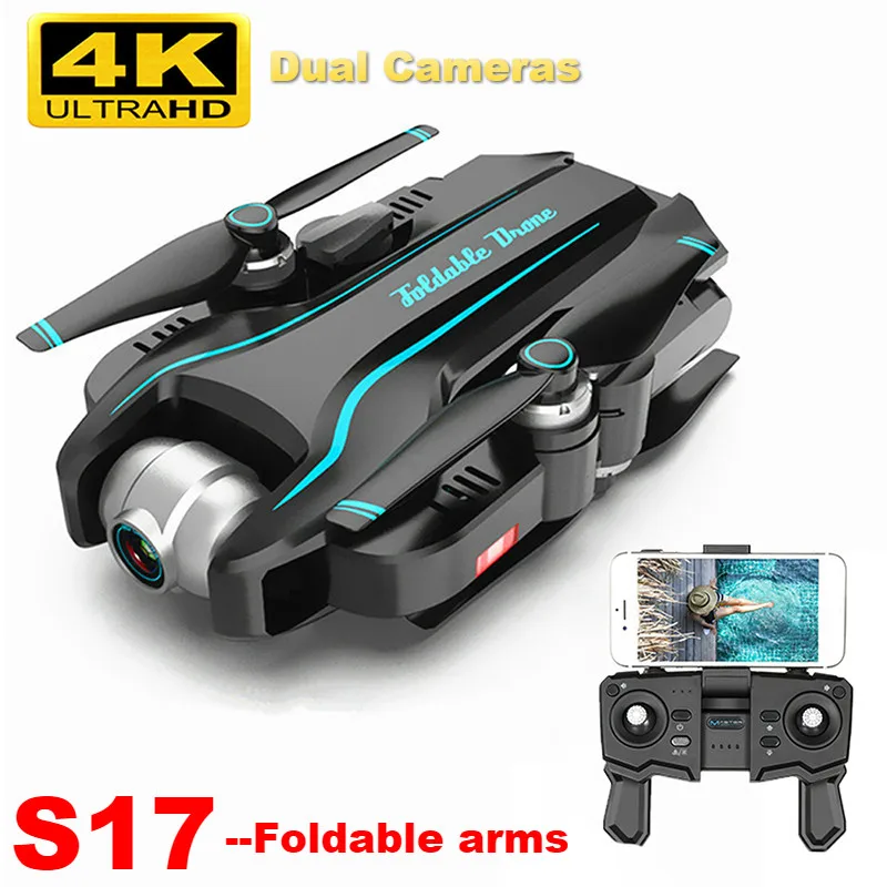 Rc Дрон 4k двойная камера HD Безголовый оптический поток Регулируемая угловая камера складной вертолет игрушечные Квадрокоптеры для взрослых
