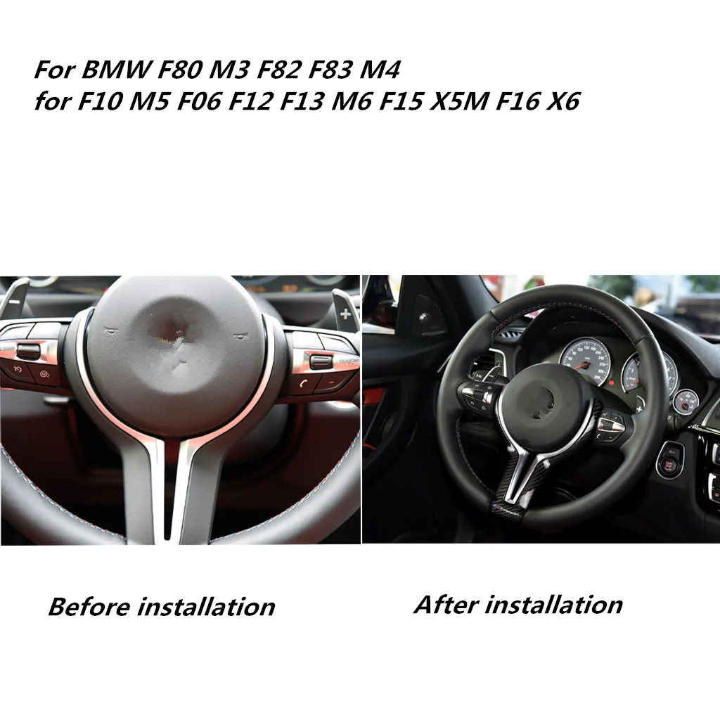 Купить Для BMW F80 M3 F82 F83 M4 F10 M5 F06 F12 F13 M6 F15 X5M F16 X6 M сменная накладка на рулевое колесо из углеродного волокна аксессуары