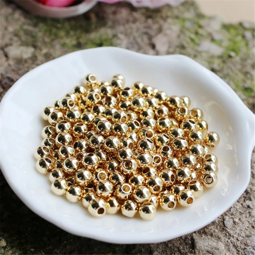 

14K Gold Filled beads DIY hand string smooth through-hole scattered beads accessories handmade jewelry material beads