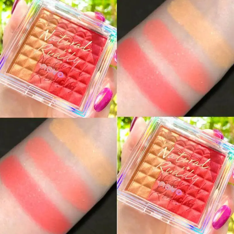 Трехцветные градиентные румяна пудра макияж палитра румян крем рубашка кисть