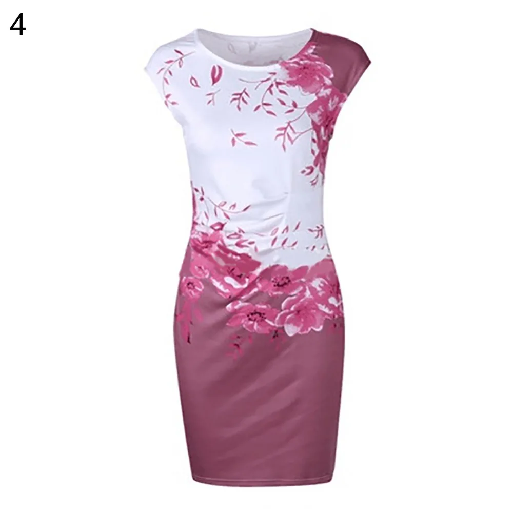 

Lossky 2019 Summer Plus Size Women Dress Casual Sleeveless Oneck Print Slim Office Dress Sexy Mini Bodycon Party Dresses Vestido