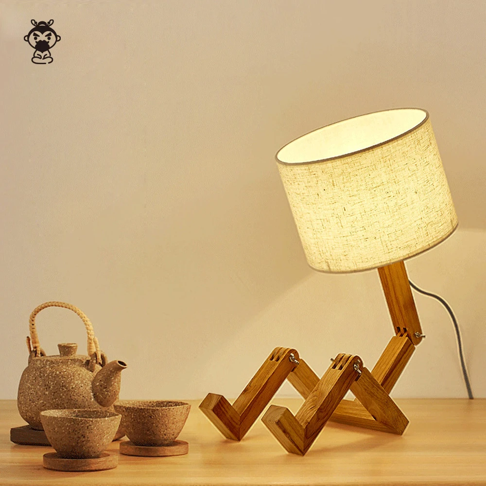 Humanoid настольная лампа из твердой древесины приспособление в скандинавском стиле